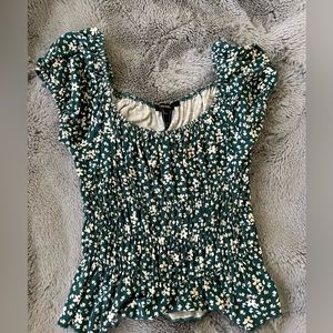 Forever 21 Green Floral Top